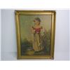 Image 6 : Vintage Framed Print of Girl Holding Cat (frame & Picture damage - 15 1/2" x 18 1/2")