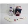 Image 2 : New York Rangers Stanley Cup Champion Glass - Beverage Can Cozy - Flag - Hockey Stick - Double Sided