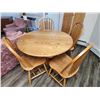 Image 2 : Round Oak Table & (4) Chairs    (2) Leaves