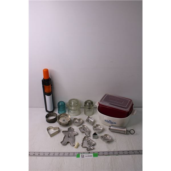 Lot of Misc Items - Cookie Cutters, Casserole Dish