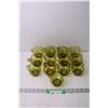 (13) Green Glass Punch Bowl Cups
