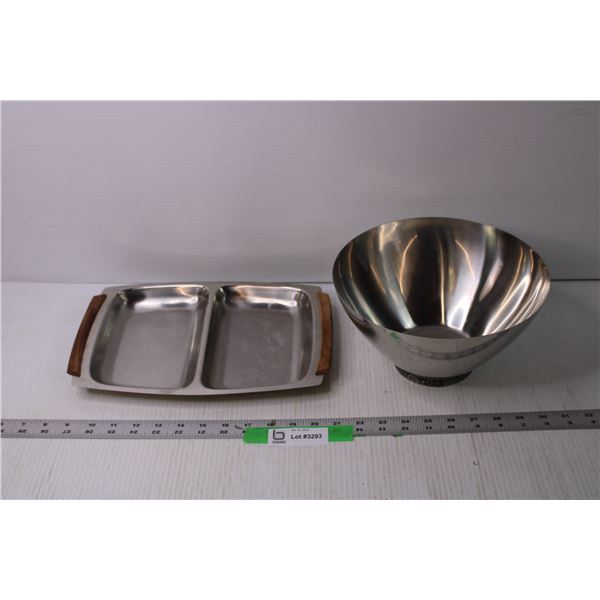 Metal Bowl and Divided Tray