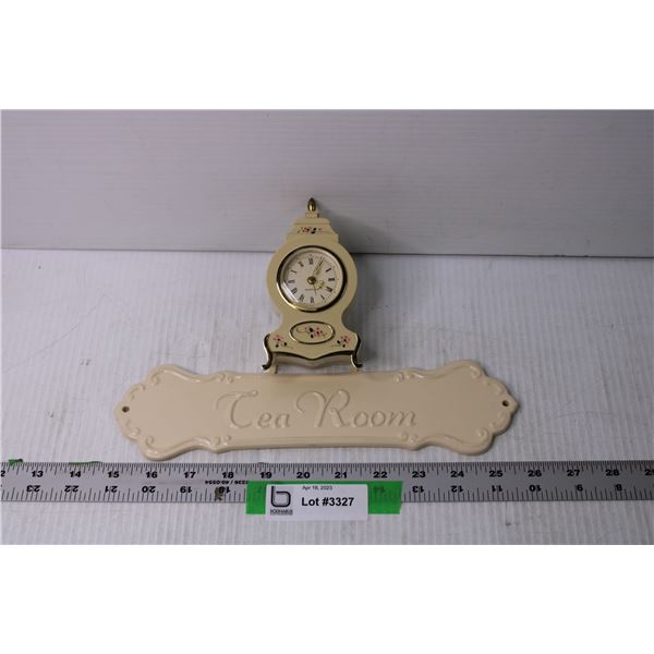 Small Clock and Tea Room Sign