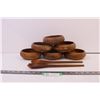 Image 2 : Wooden Salad Bowl Set (6 bowls and serving utensils)