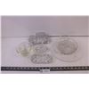 3417  Various glasss serving dishes, novelty car shaped butter dish
