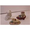 Image 4 : Assorted Trinkets-Cats, precious moments, molsen canadian lighter, sm glass pitcher
