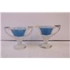 Image 2 : Blue and White Frosted Glass cream and sugar set