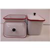 Image 2 : Set of 2 red and white metal canisters