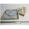 Image 1 : La Parisette Baby Shoes (size 1) - Matching Knitted Bay Outfit (staining)