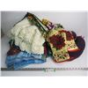 Image 1 : (2) Knitted Shawls - Neck Pillow - Aprons - Blankets - Oven Mits