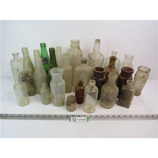 Assortment of Vintage Glass Bottles