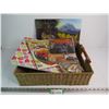 Image 1 : Tray Basket - Lap Table - Glass Elk Cutting Board - Clothes Pins - Magazines