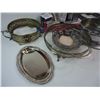 Image 2 : (4) Vintage Hot Dish Holders,serving trays,silver dip and misc. items