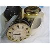 Image 2 : Several Vintage Clocks-Apart and in need of repair, with tin full of parts