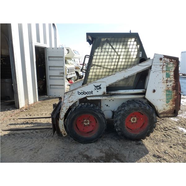 642 Bobcat, Diesel c/w Pallet forks and 60" smooth bucket, fully operational, motor changed. SN. 501
