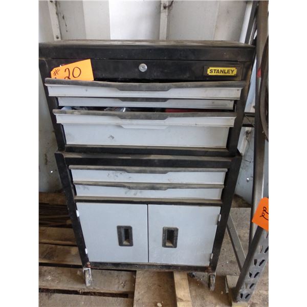 Stanley 9 drawer tool box set c/w misc. tools, drill bits, etc.