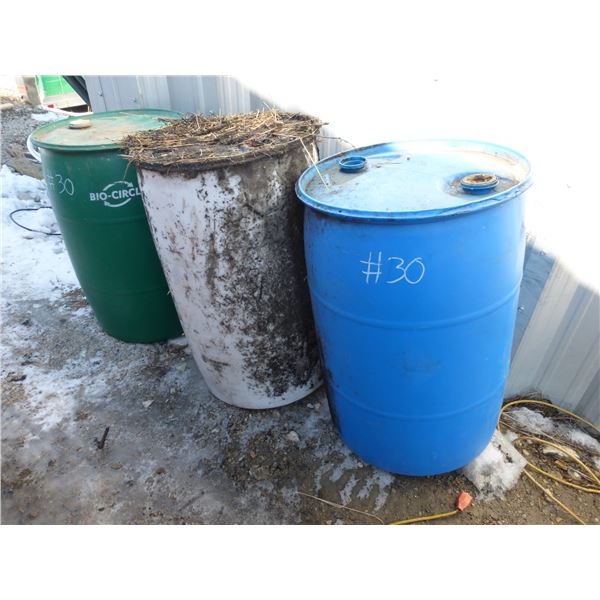 3- Plastic 45-gal drums