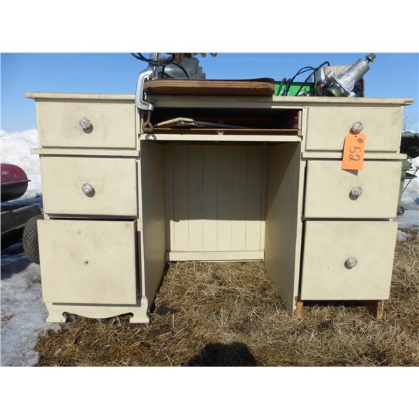 Wooden 6 drawer desk