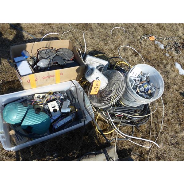 Wire, Elec. Switches, outlets, clips and misc.