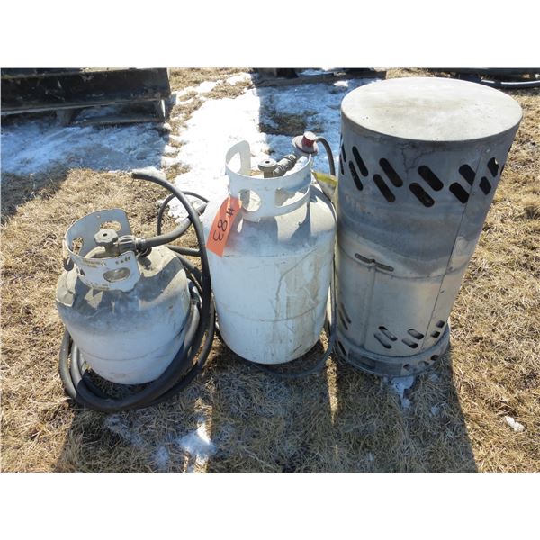 Propane heater, 2- tanks and hose