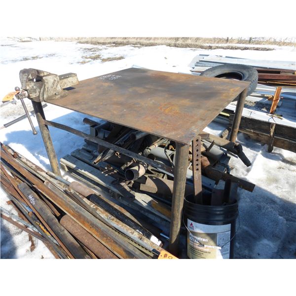 48" x 48" Steel table c/w vise