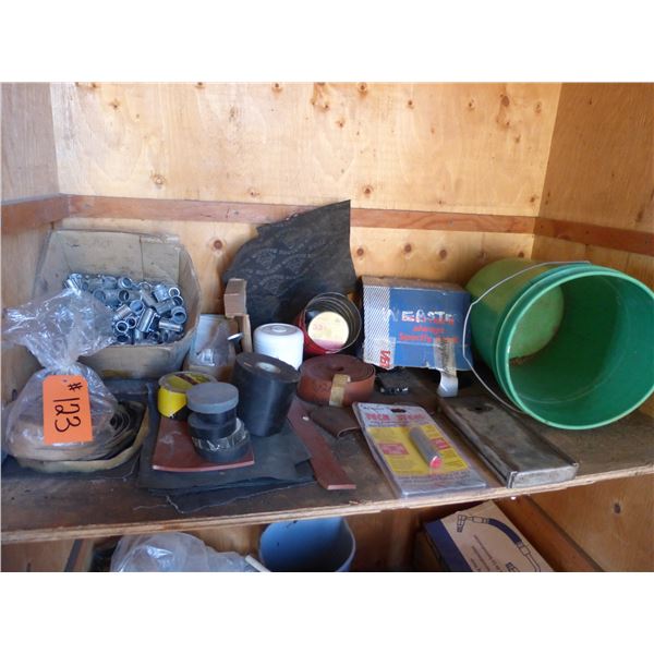 Elec. Ends, tape, calking, sandpaper, breakers, hinges, bolts and misc.