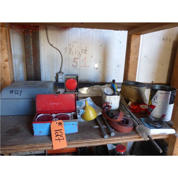 Switch box, Flares, Sandpaper, straps and misc.