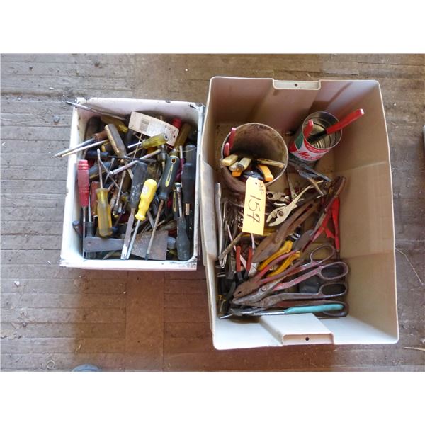 Box of screw drivers and box of pliers