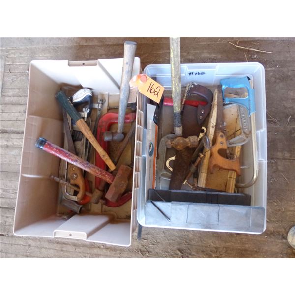 2- Boxes of C-clamps, saw, hammers, etc.