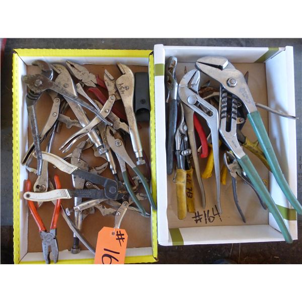 2- Boxes of pliers, vise, grips, channel locks, etc.