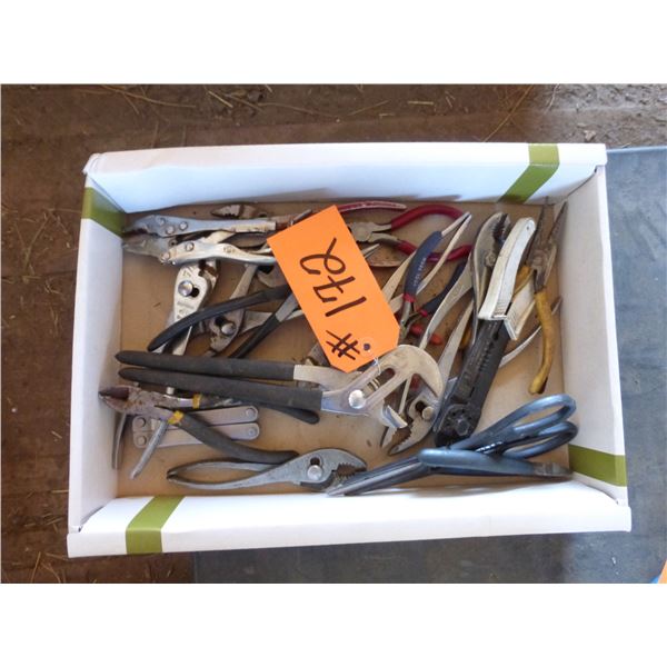 Box of pliers and channel locks
