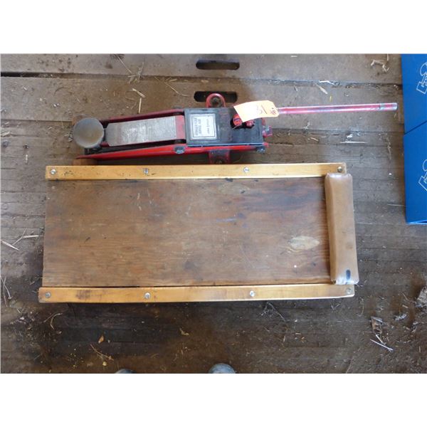 Floor jack (red) & creeper