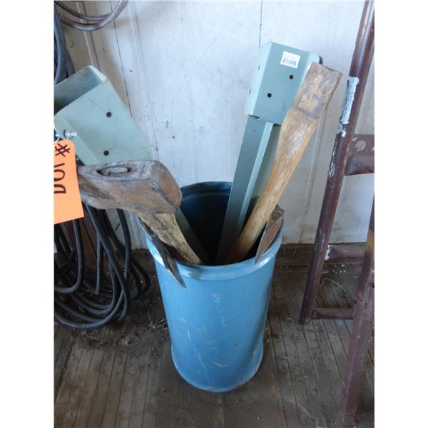 Axes, handles & 2- steel stakes