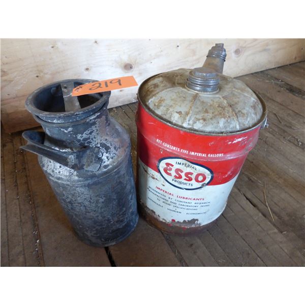 Cream can & Esso pail