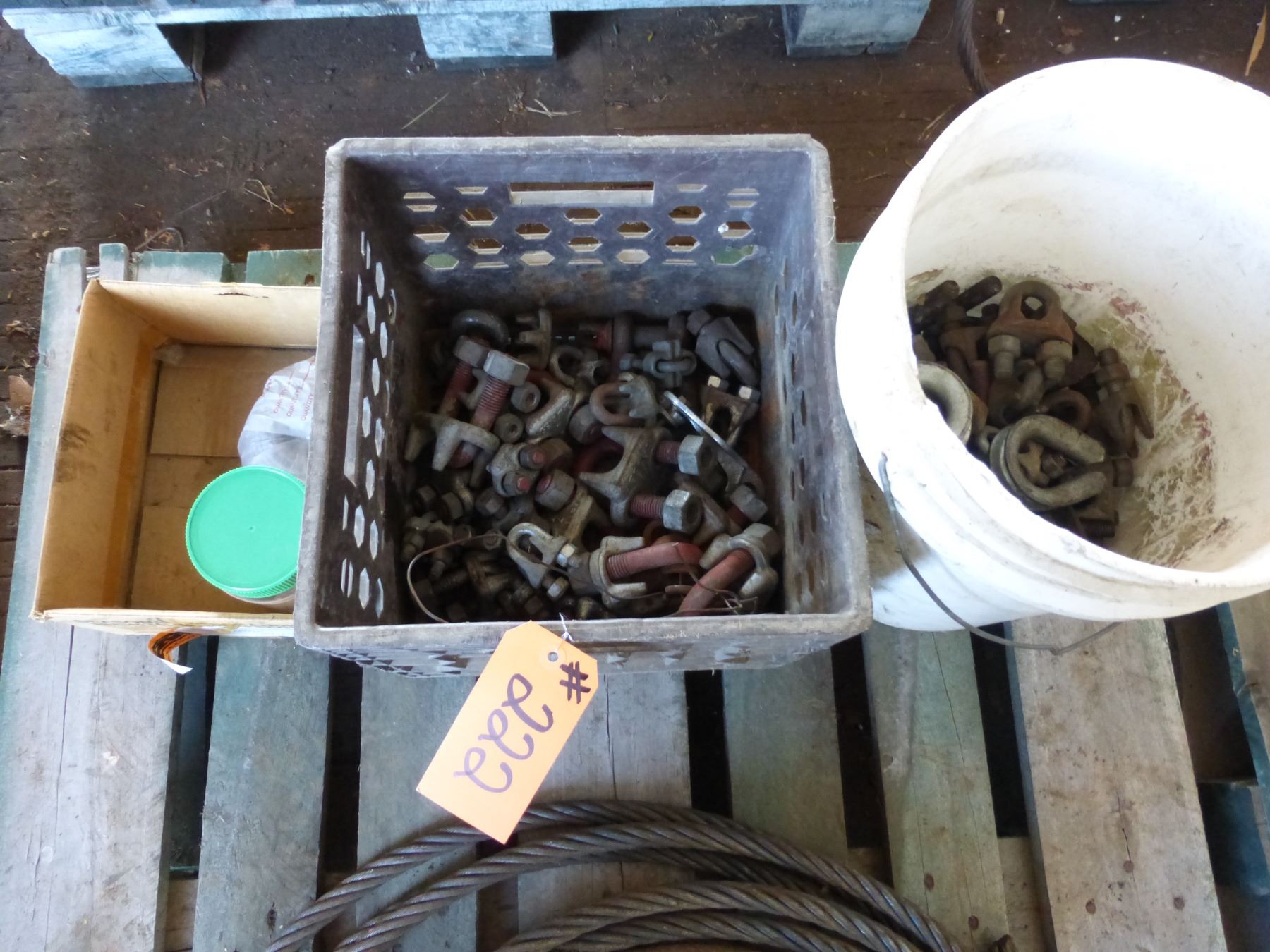 Various cable clamps & roll of new cable