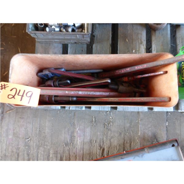 Tray of pipe wrenches