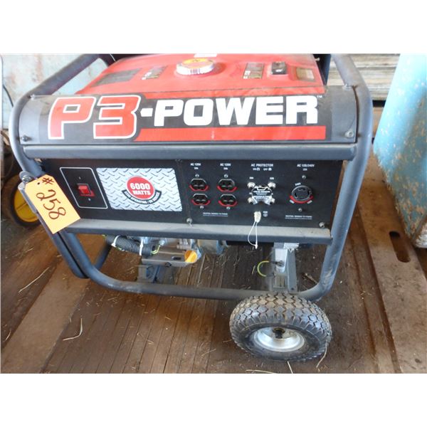 P3 Power generator, 6000 watts, 389cc gas engine (runs)