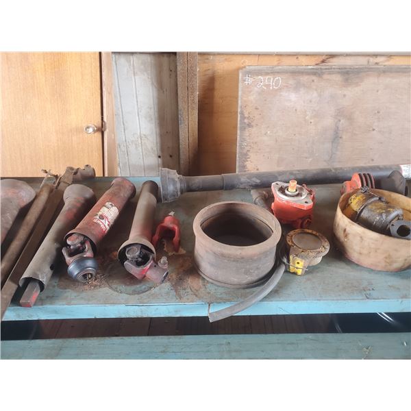 Approx. 9- PTO shafts, hyd. hose, tractor hyd. pump, water pump and misc.