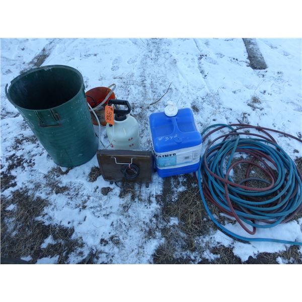 Sprayer, heater, air hose and water tank
