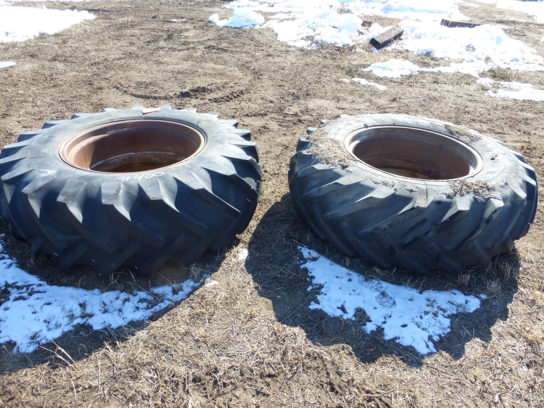 2 18.4x30 tractor tires and rims