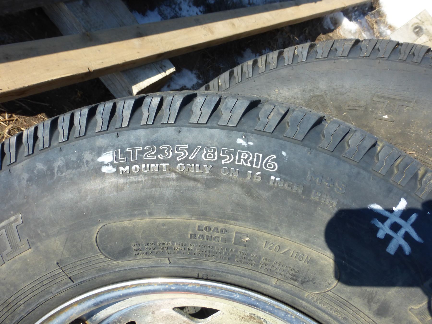4- LT 235/85R16 tires & rims