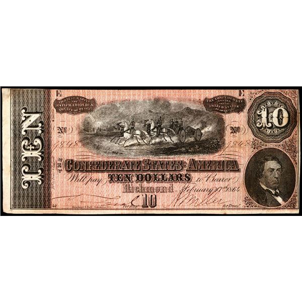 1864 $10 Confederate States of America Note