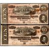 Image 1 : Lot of (2) 1864 $10 Confederate States of America Notes