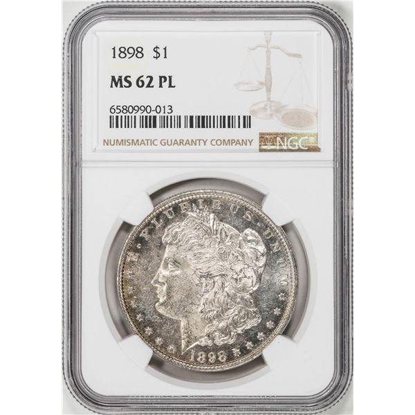 1898 $1 Morgan Silver Dollar Coin NGC MS62PL