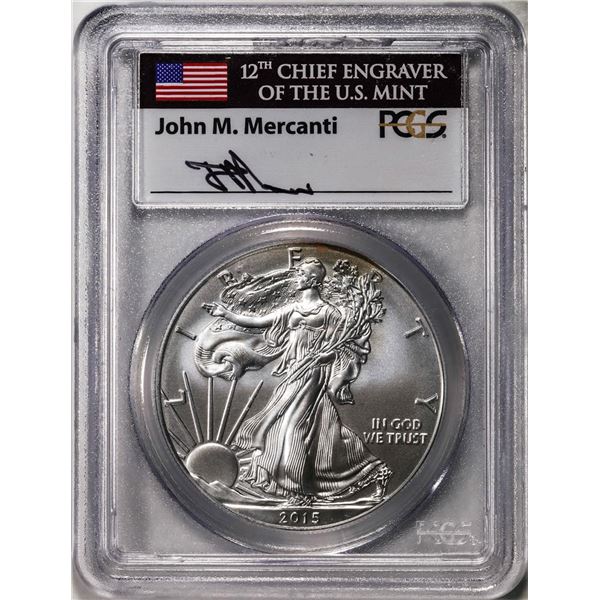 2015-W $1 American Silver Eagle Coin PCGS SP70 FDOI Mercanti Signature FDOI
