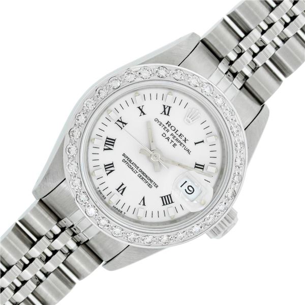 Rolex Ladies Stainless Steel Oyster Perpetual Diamond Wristwatch With Box & Booklets