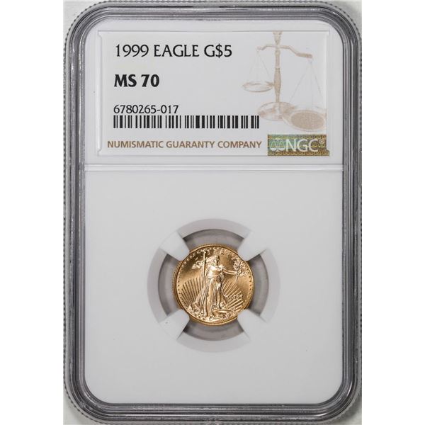 1999 $5 American Gold Eagle Coin NGC MS70