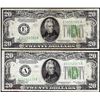 Image 1 : Lot of 1934 & 1934A $20 Federal Reserve Notes Minor Shift Error