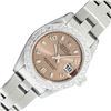 Image 1 : Rolex Ladies Stainless Steel Salmon Arabic Diamond Datejust Wristwatch