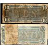 Image 2 : Lot of 1864 $10 & $20 Confederate States of America Notes